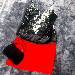 J BRAND METALLIC SEQUINS FANCY O TANK
